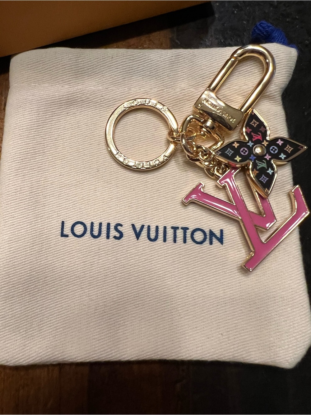 Louis Vuitton Pink LV Initials & Monogram Flower Key Charm (Box and Dust Bag) - Picture 3 of 9